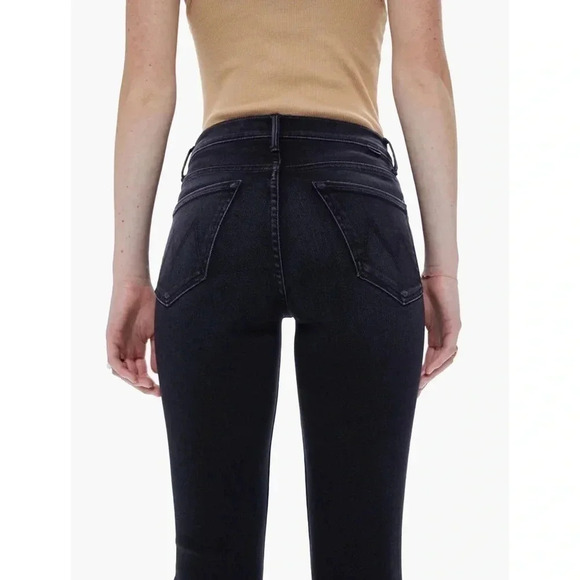 New MOTHER The Mid Rise Dazzler Ankle Jeans Straight Leg Denim in Deep End Black - Picture 15 of 16